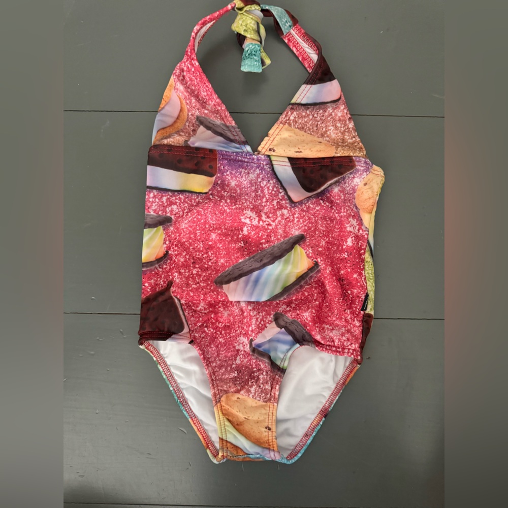 Terez girls size 2 one piece ice cream pattern swimsuit. NWT